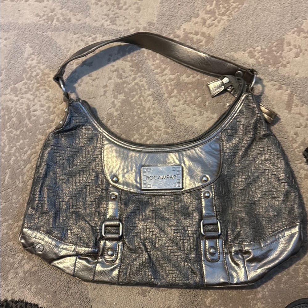 Rocawear Silver Shoulder Bag with Snakeskin Pattern